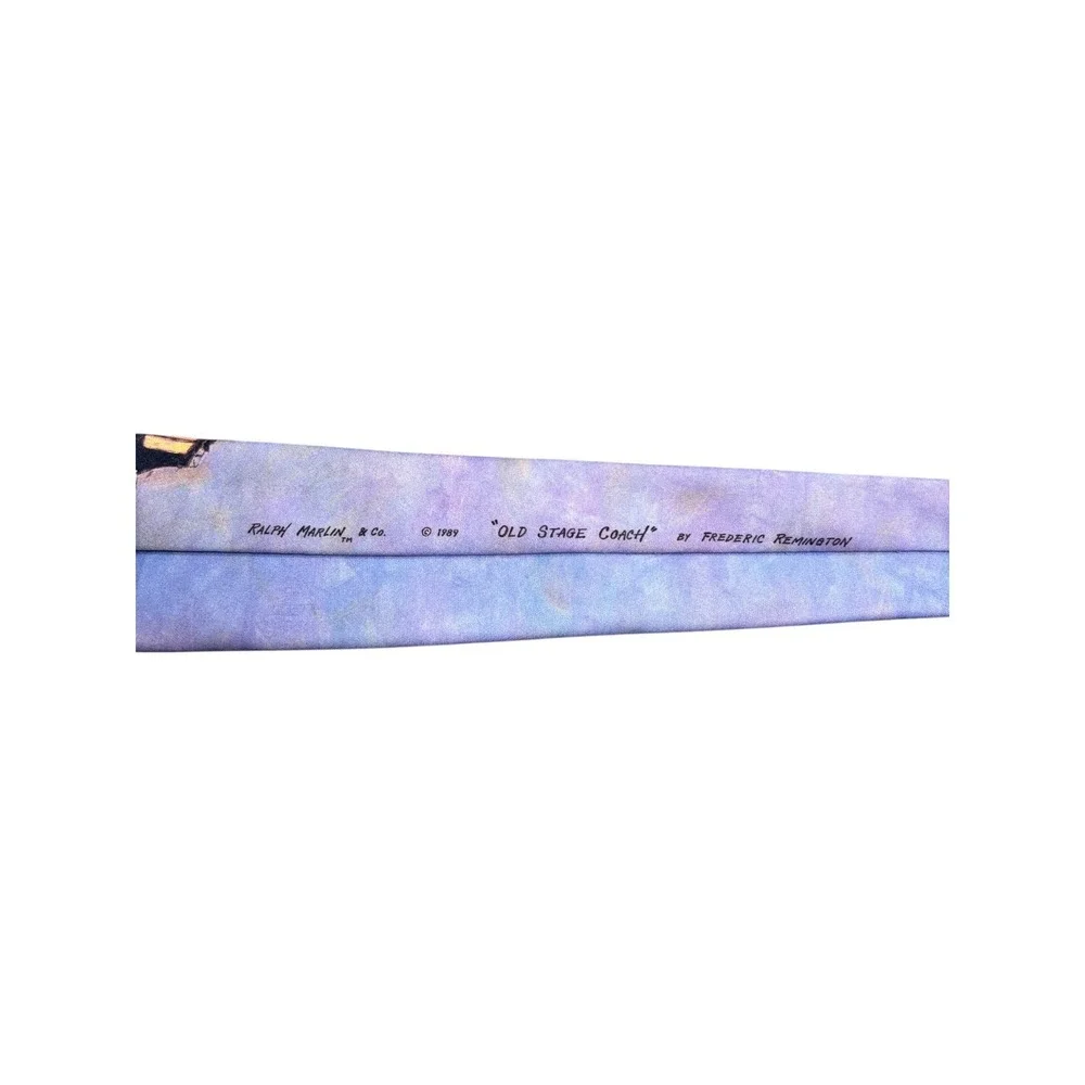 Vintage Ralph Marlin Old Stage Coach Frederic Remington Western Art Tie 1989